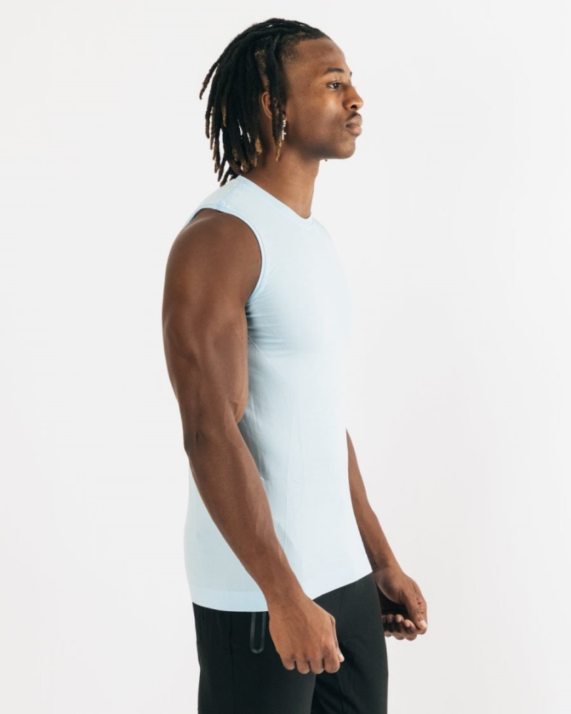 Arctic Blue Alphalete Hero Tank Men's Tanks | 8270194-FR