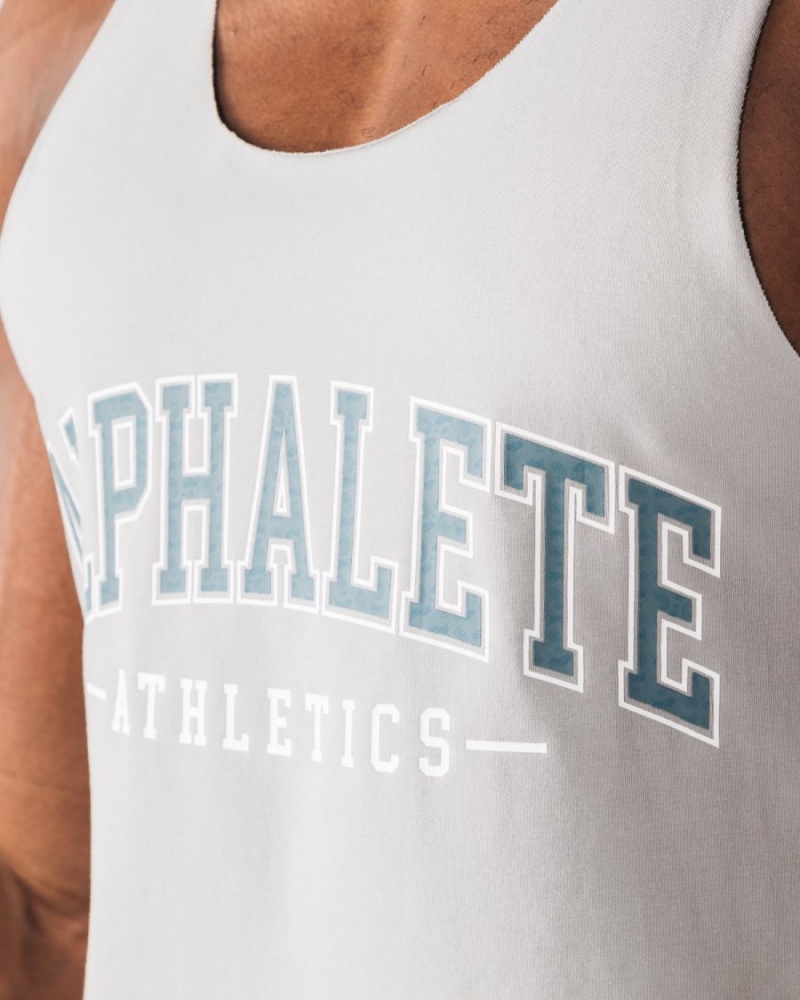 Athletic Grey Alphalete Paisley Print Raw Cut Tank Men's Tanks | 8926105-PI