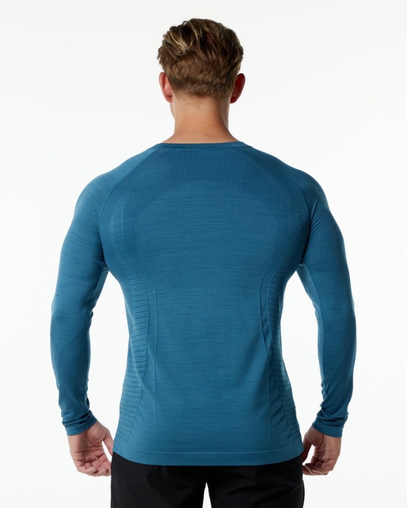 Atlantic Blue Alphalete Ozone LS Tee Men's Shirts | 3891605-HU