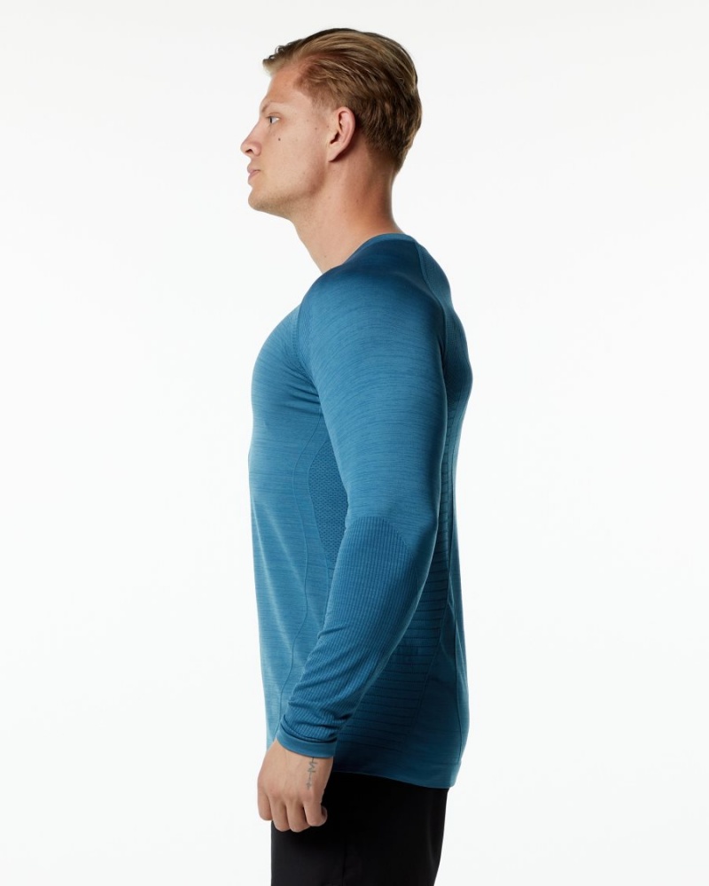 Atlantic Blue Alphalete Ozone LS Tee Men's Shirts | 3891605-HU