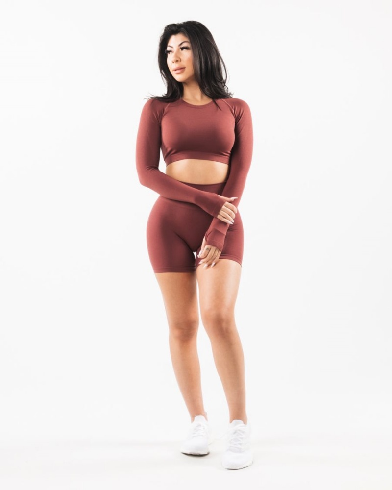 Autumn Alphalete Stratus LS Crop Women's Long Sleeve | 4038752-KE