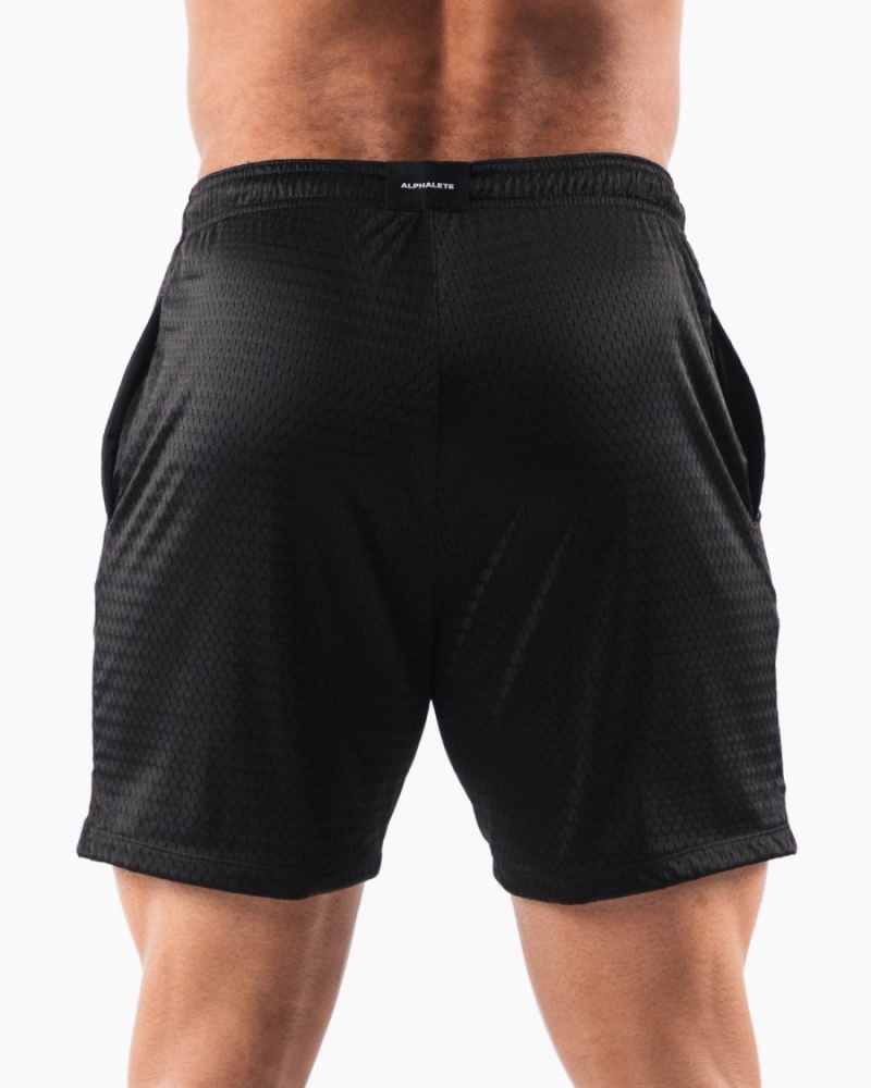 Black Alphalete AA Mesh Short 6” Men's Shorts | 2796430-TI