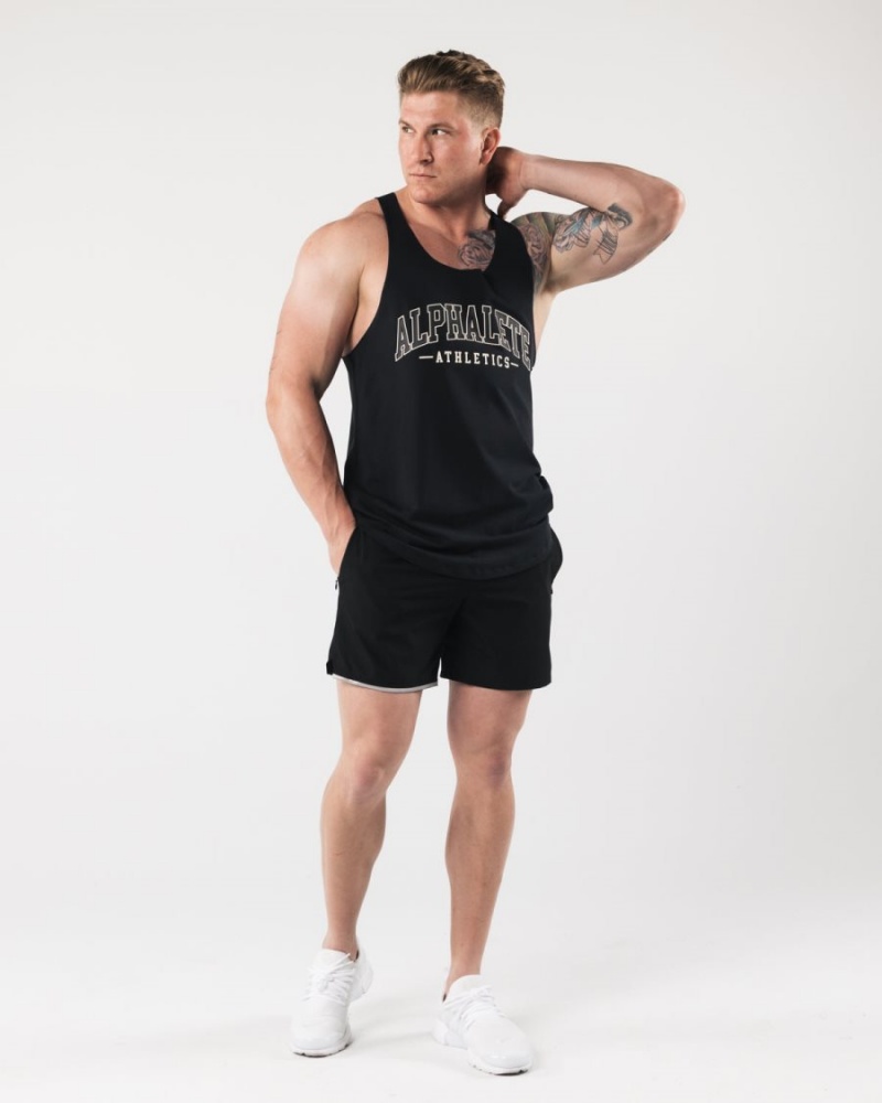 Black Alphalete AA Raw Cut Tank Men's Tanks | 2378604-IV