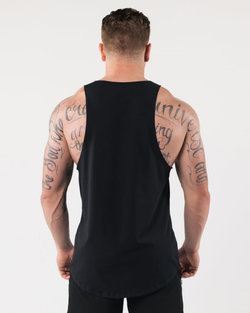 Black Alphalete AA Raw Cut Tank Men's Tanks | 2378604-IV