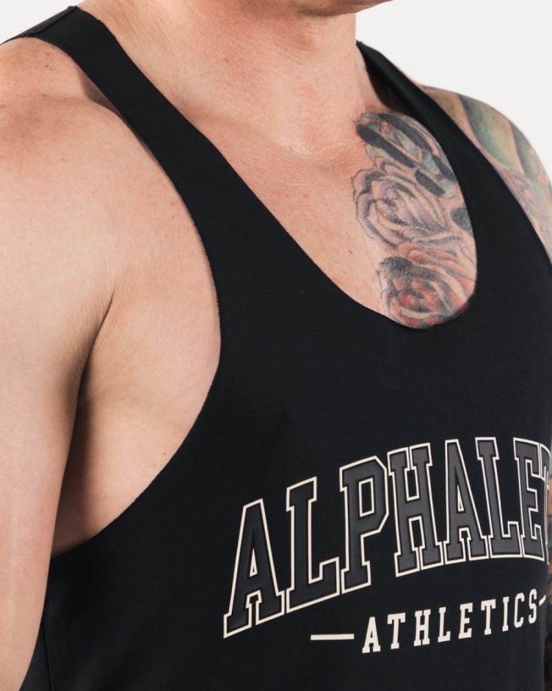 Black Alphalete AA Raw Cut Tank Men's Tanks | 2378604-IV