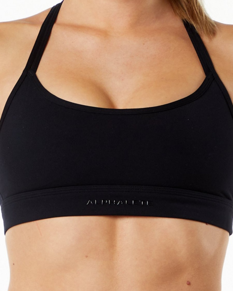 Black Alphalete Alphalux Tri Bra Women's Sports Bra | 6780145-KM