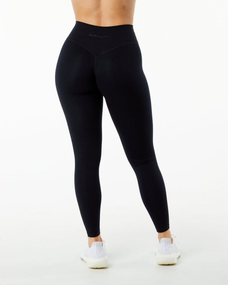 Black Alphalete Alphalux Wonder Legging 27" Women's Leggings | 4851293-YV