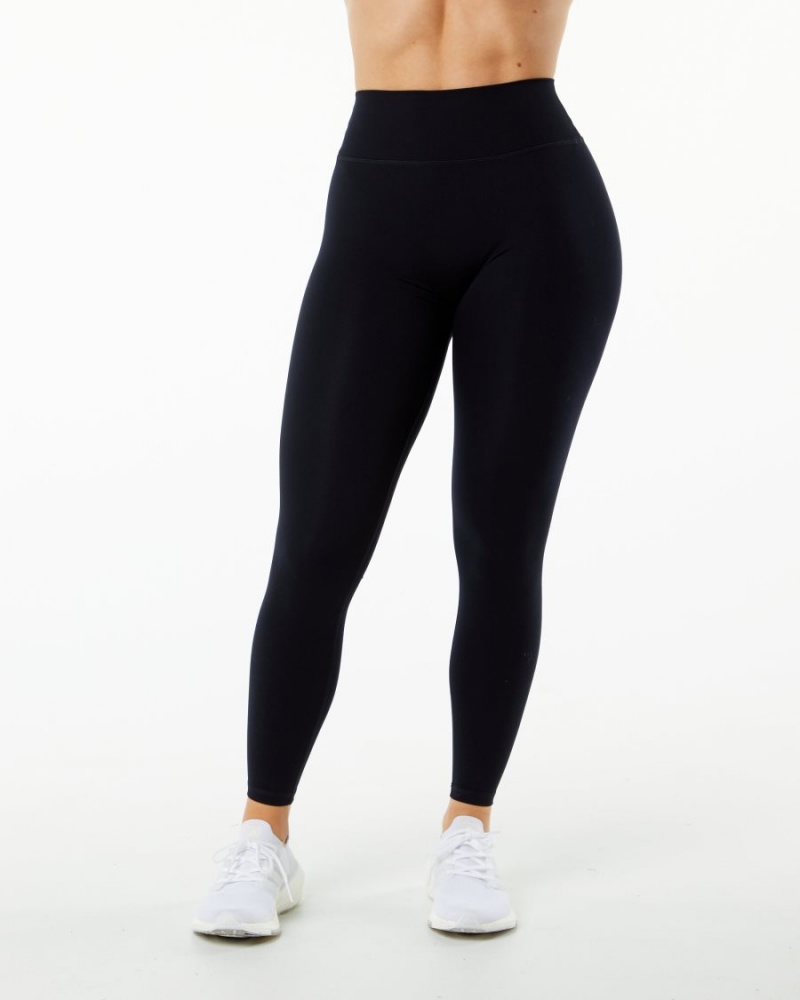 Black Alphalete Alphalux Wonder Legging 27" Women's Leggings | 4851293-YV