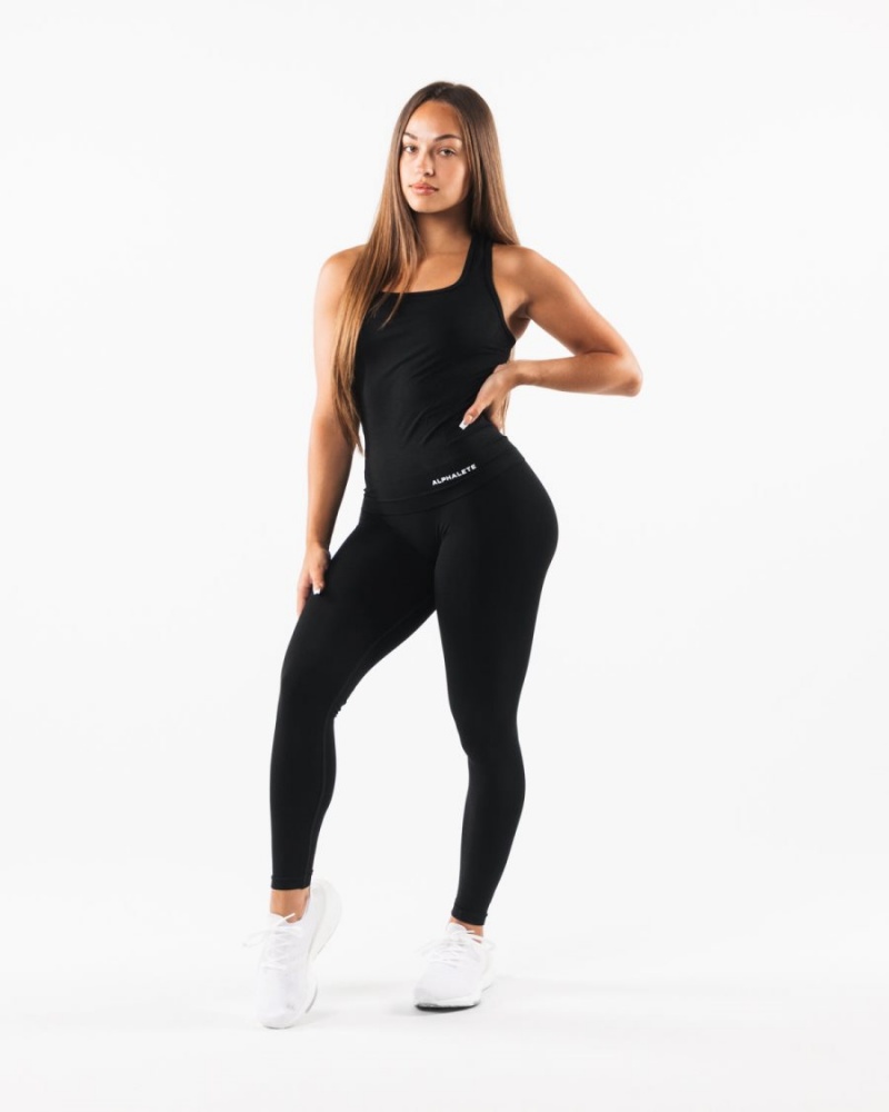 Black Alphalete Amplify Legging Women's Leggings | 5617428-SW