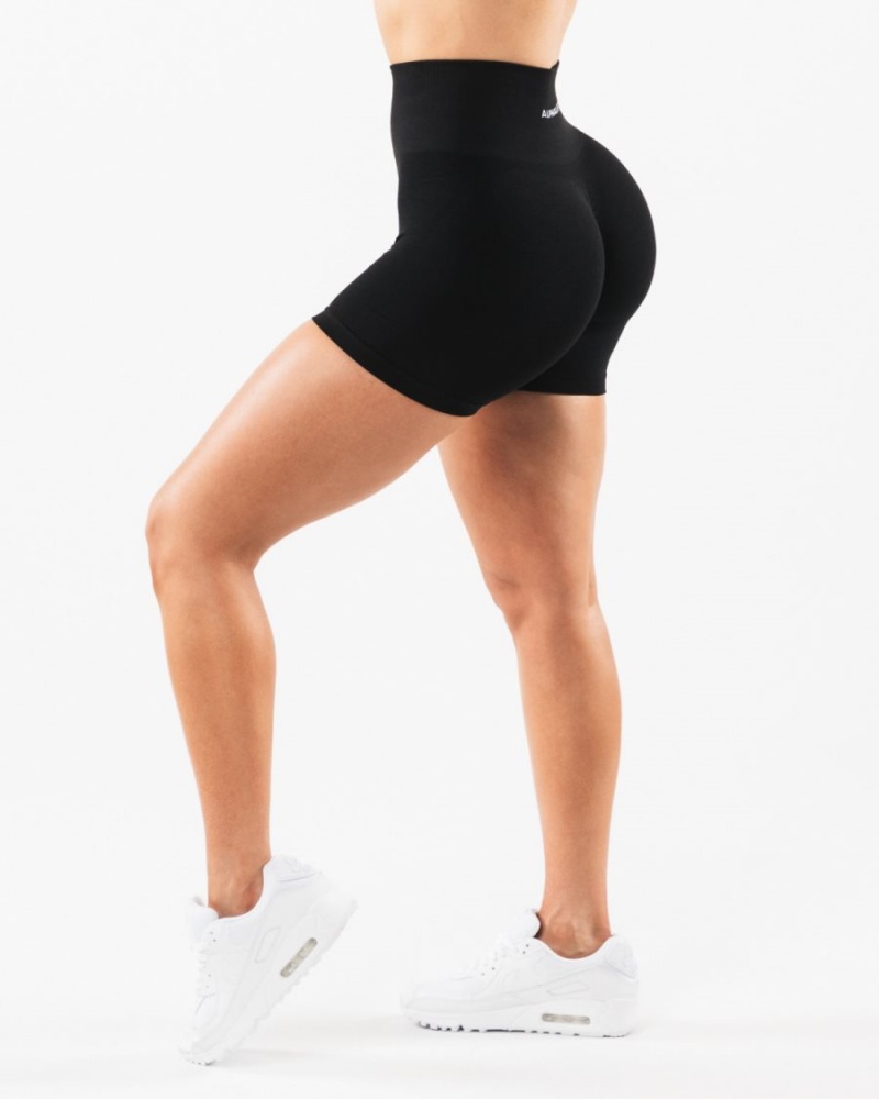 Black Alphalete Amplify Short 4.5" Women's Shorts | 8507123-SI