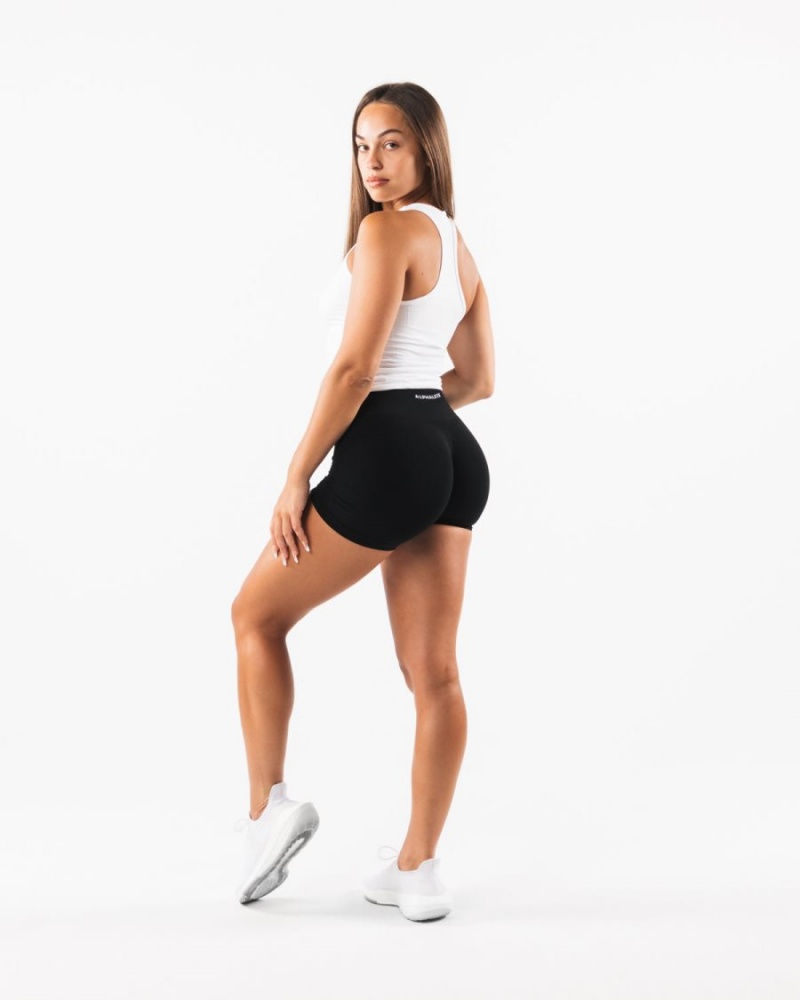 Black Alphalete Amplify Short 4.5" Women's Shorts | 9134250-KI