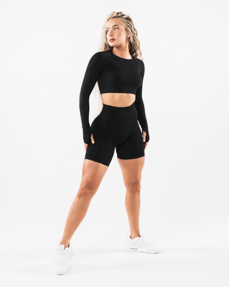 Black Alphalete Amplify Short 6.5” Women's Shorts | 9028146-UW