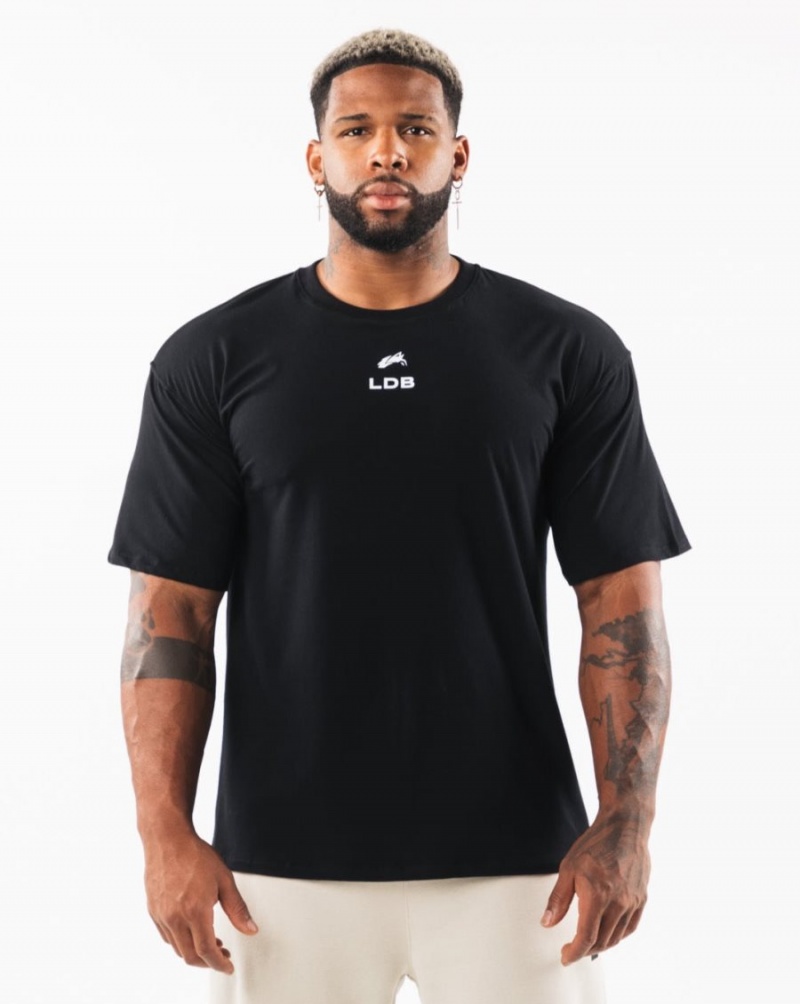 Black Alphalete Brushed Crest Tee Men\'s Shirts | 3726051-QY