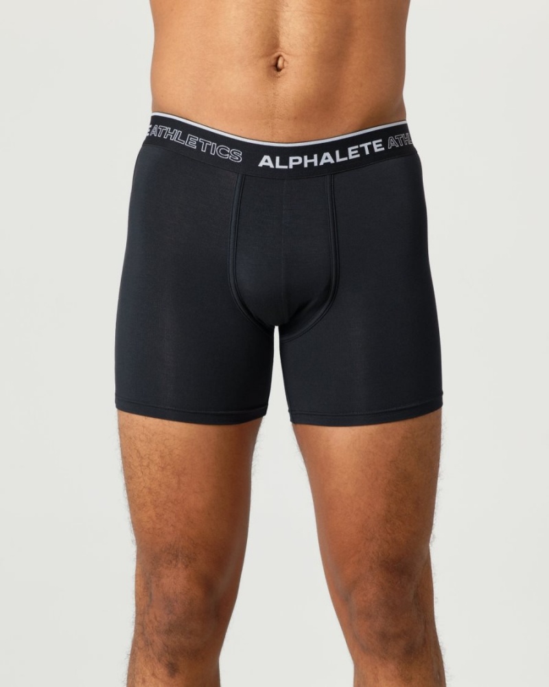 Black Alphalete Classic Boxer Brief 3pk Men's Underwear | 4295673-DA