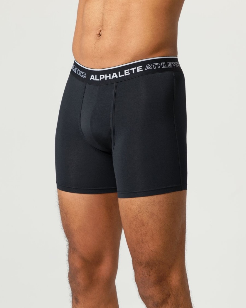 Black Alphalete Classic Boxer Brief 3pk Men's Underwear | 4295673-DA