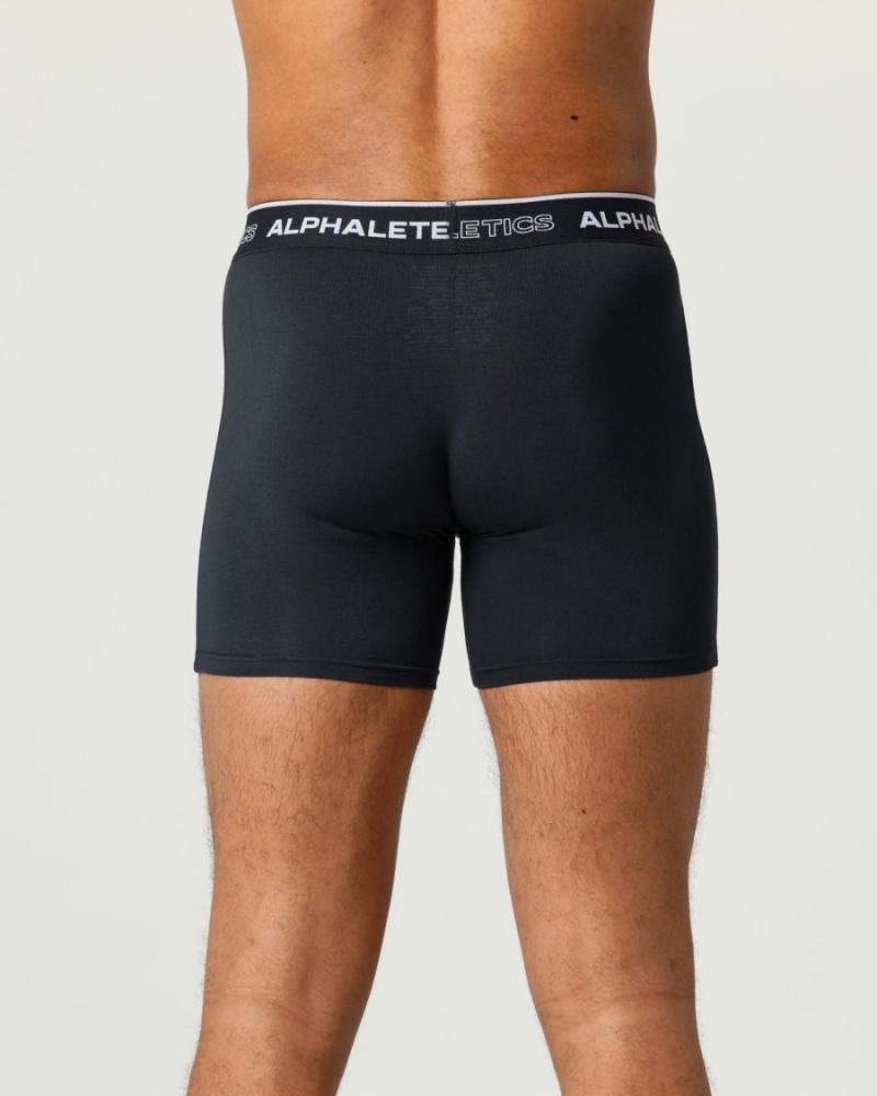 Black Alphalete Classic Boxer Brief 3pk Men's Underwear | 4295673-DA