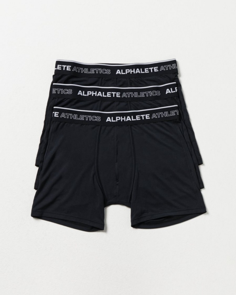 Black Alphalete Classic Boxer Brief 3pk Men\'s Underwear | 4295673-DA