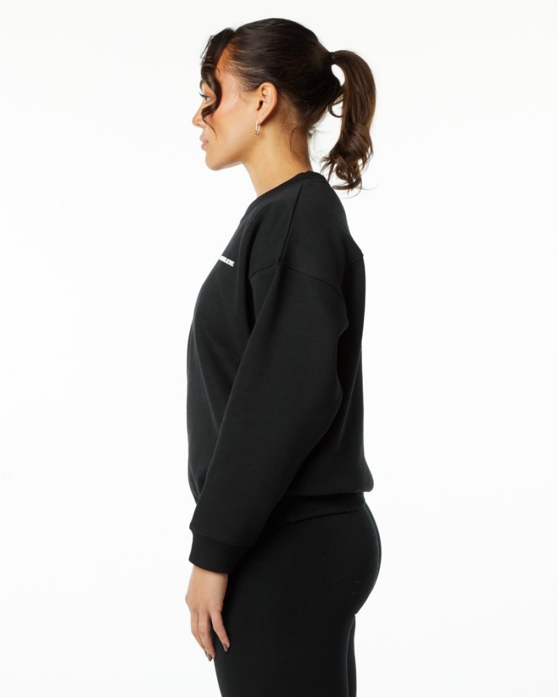 Black Alphalete Classic Crew Women's Jackets | 1975482-KM