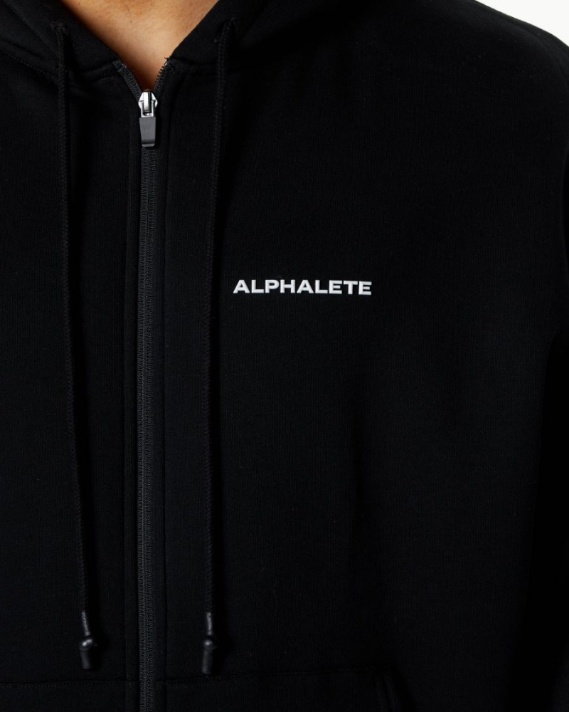 Black Alphalete Classic Full-Zip Jacket Men's Jackets | 1657409-BE