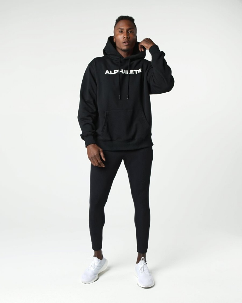 Black Alphalete Core Hoodie Men's Hoodie | 8239140-FJ