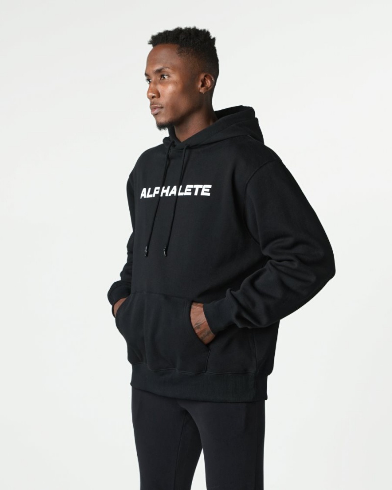 Black Alphalete Core Hoodie Men's Hoodie | 8239140-FJ