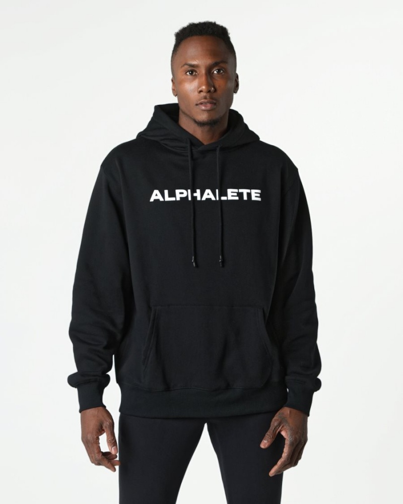 Black Alphalete Core Hoodie Men\'s Hoodie | 8239140-FJ