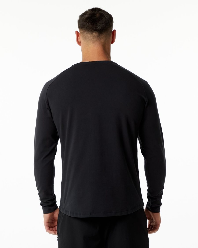 Black Alphalete Dynasty LS Tee Men's Shirts | 4178093-OA