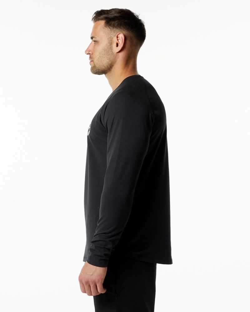 Black Alphalete Dynasty LS Tee Men's Shirts | 4178093-OA