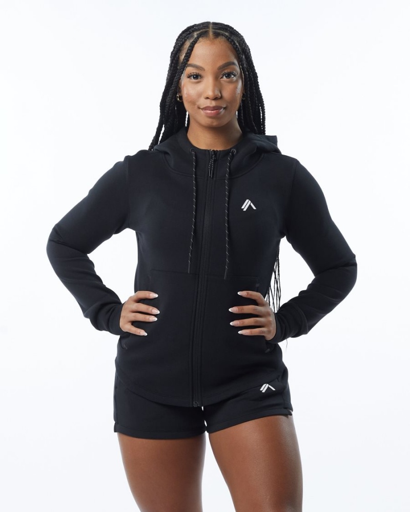 Black Alphalete ELMTS Athletic Jacket Women's Jackets | 6392784-ZR