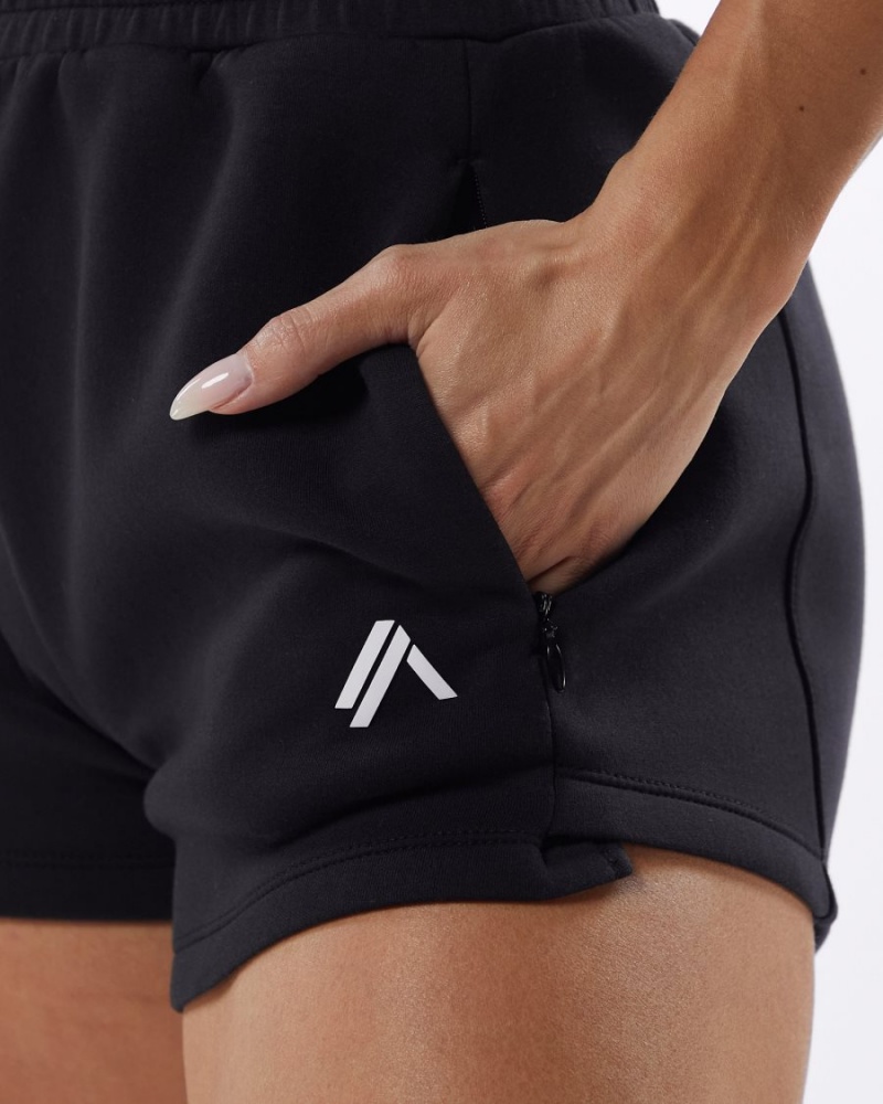 Black Alphalete ELMTS Athletic Short 3.5" Women's Shorts | 2980357-AU