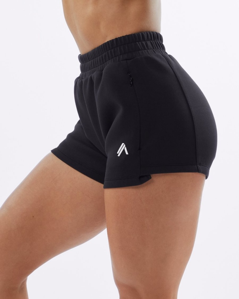 Black Alphalete ELMTS Athletic Short 3.5" Women's Shorts | 2980357-AU