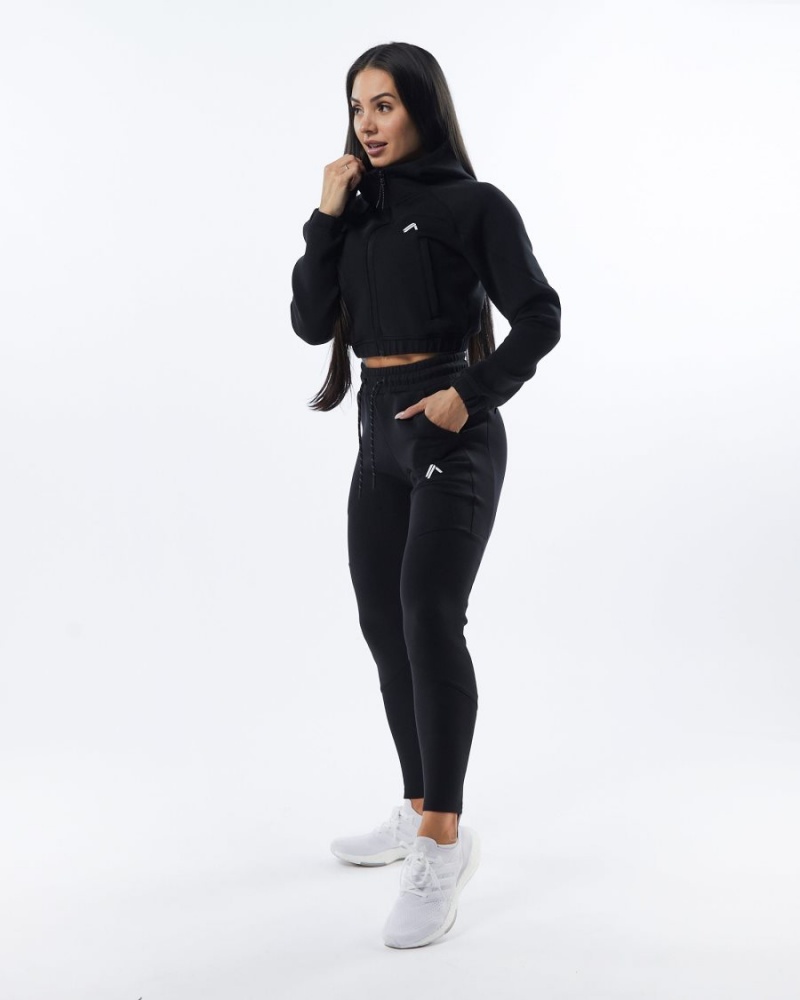 Black Alphalete ELMTS Zip Jogger Women's Jogger | 0628195-KD