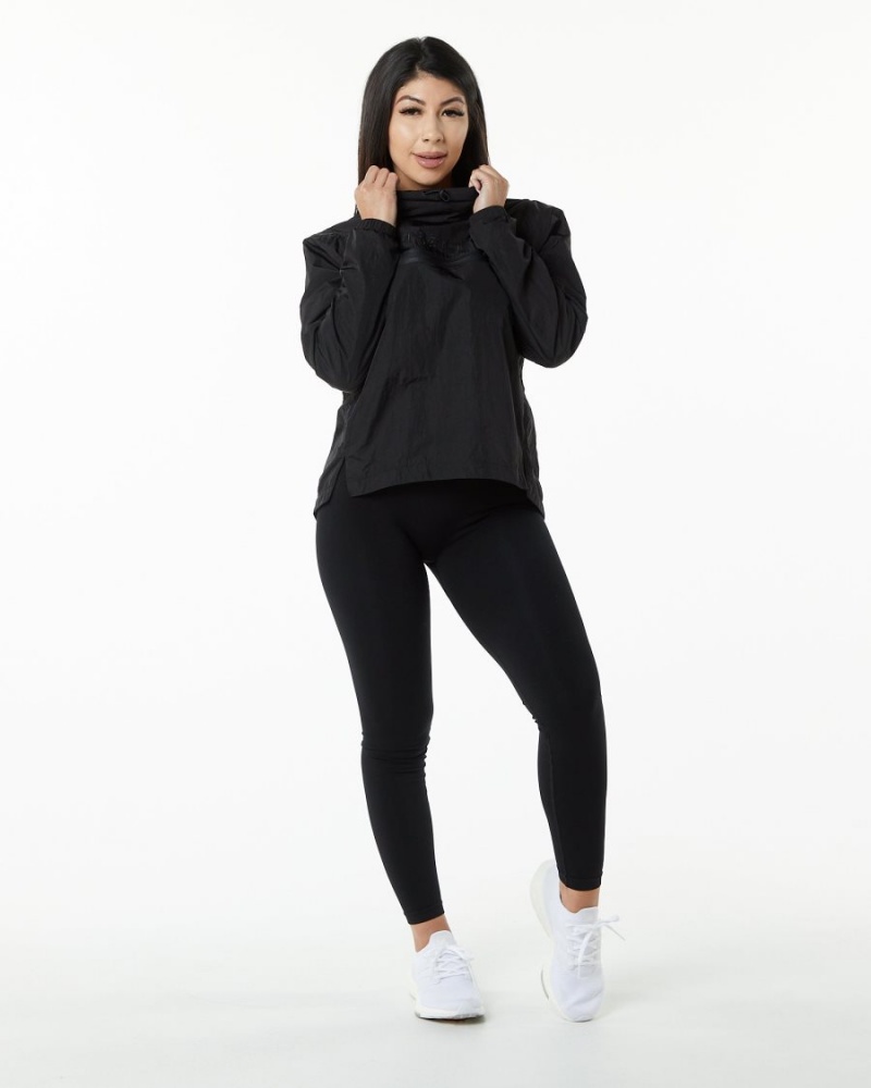 Black Alphalete Endure Pullover Women's Jackets | 8729143-PY