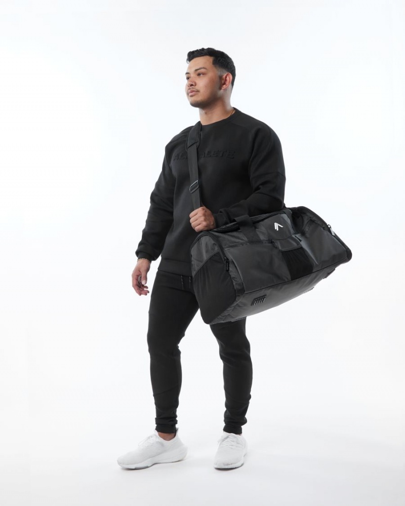 Black Alphalete Essential Duffel Bag Men's Accessories | 4902763-IA