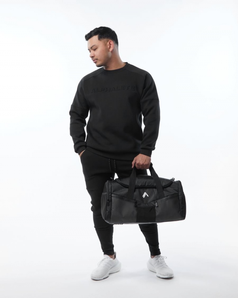 Black Alphalete Essential Duffel Bag Men's Accessories | 4902763-IA