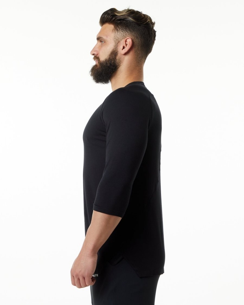 Black Alphalete Evo 3/4 Sleeve Tee Men's Shirts | 4260159-TE