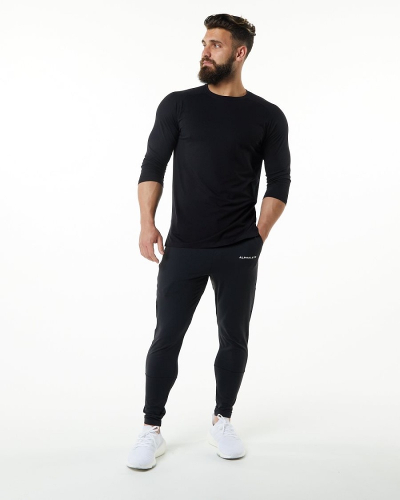 Black Alphalete Evo 3/4 Sleeve Tee Men's Shirts | 4260159-TE