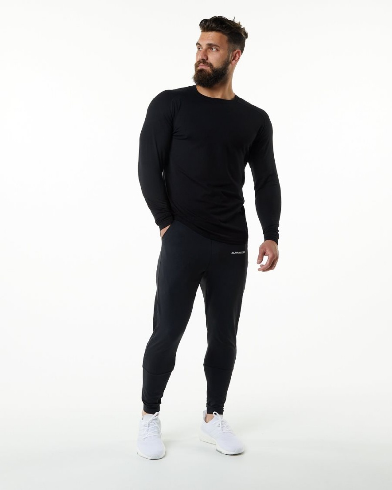 Black Alphalete Evo Epaulette Tee Men's Shirts | 1970452-LM