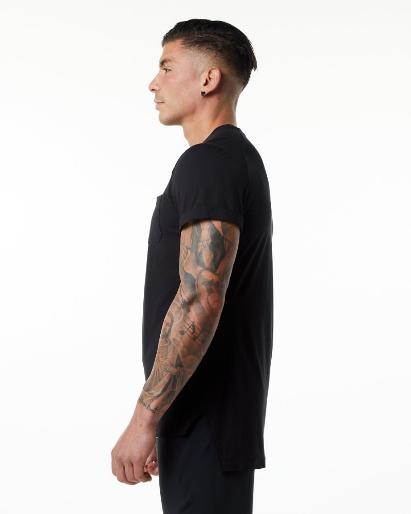 Black Alphalete Evo Pocket Tee Men's Shirts | 6095417-YU