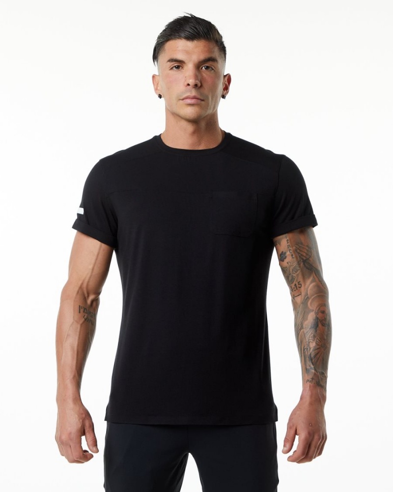 Black Alphalete Evo Pocket Tee Men\'s Shirts | 6095417-YU