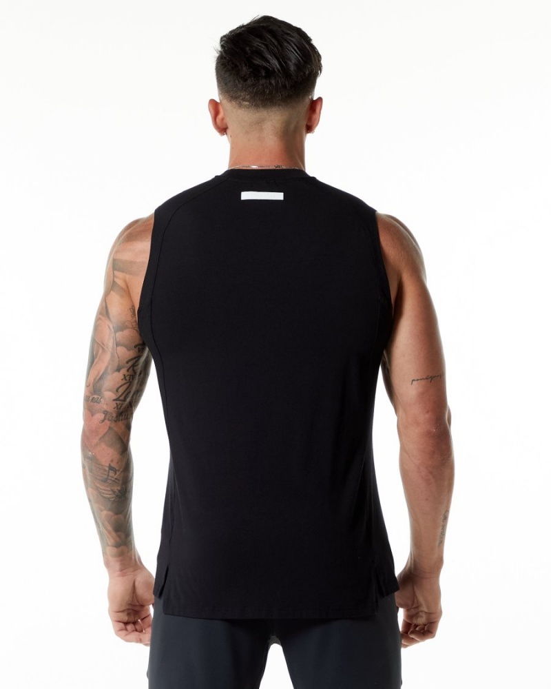 Black Alphalete Evo Tank Men's Tanks | 8412763-CX