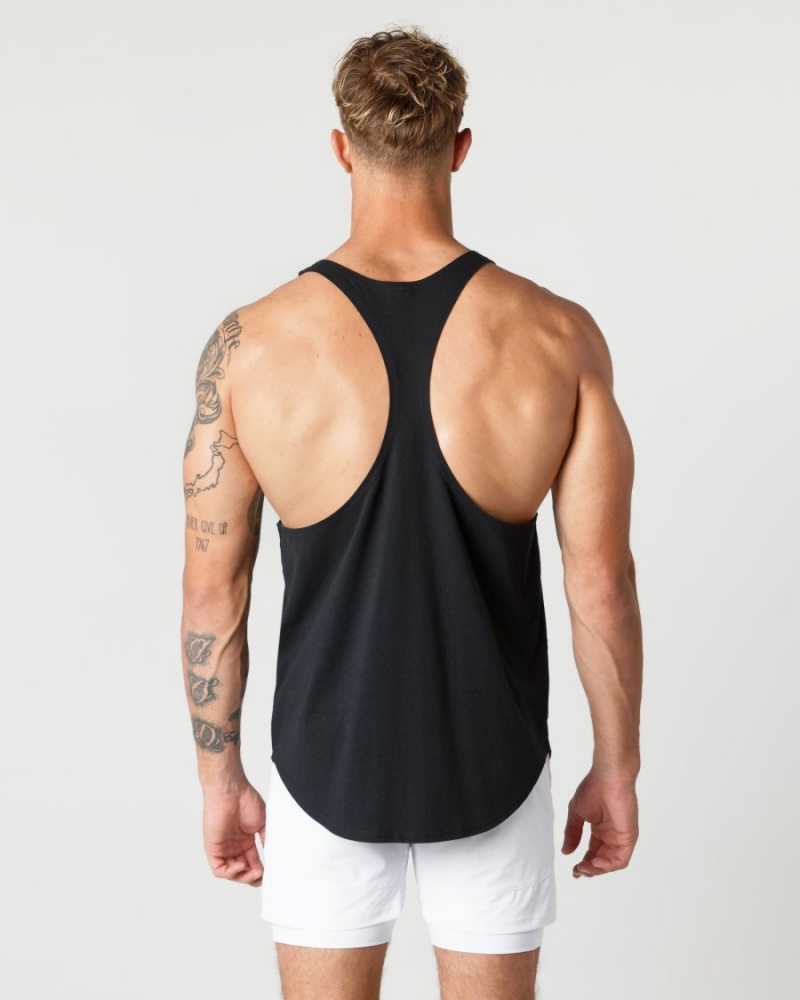 Black Alphalete Heavy Cotton Core Stringer Men's Stringers | 1250673-TI