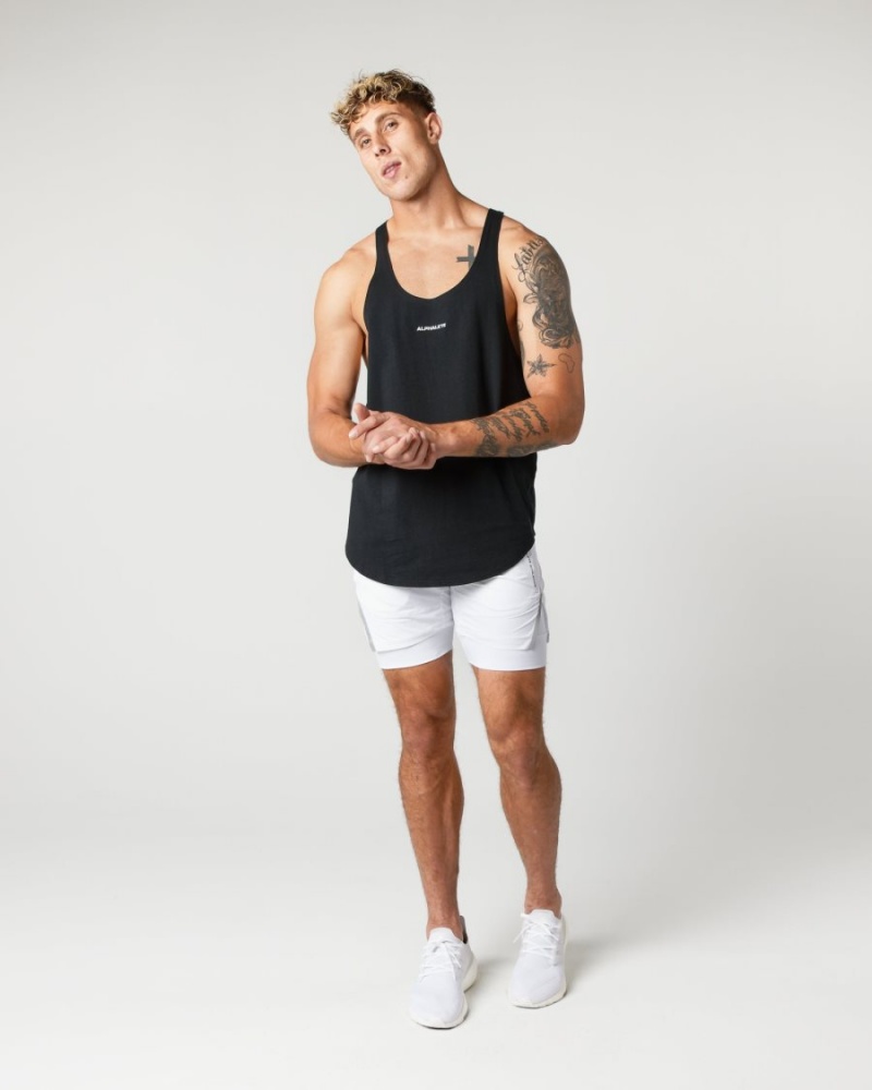 Black Alphalete Heavy Cotton Core Stringer Men's Stringers | 1250673-TI