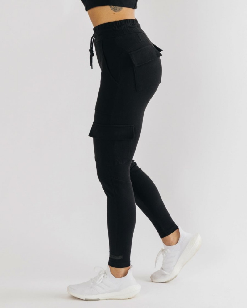 Black Alphalete Identity Cargo Women's Jogger | 6895420-YW