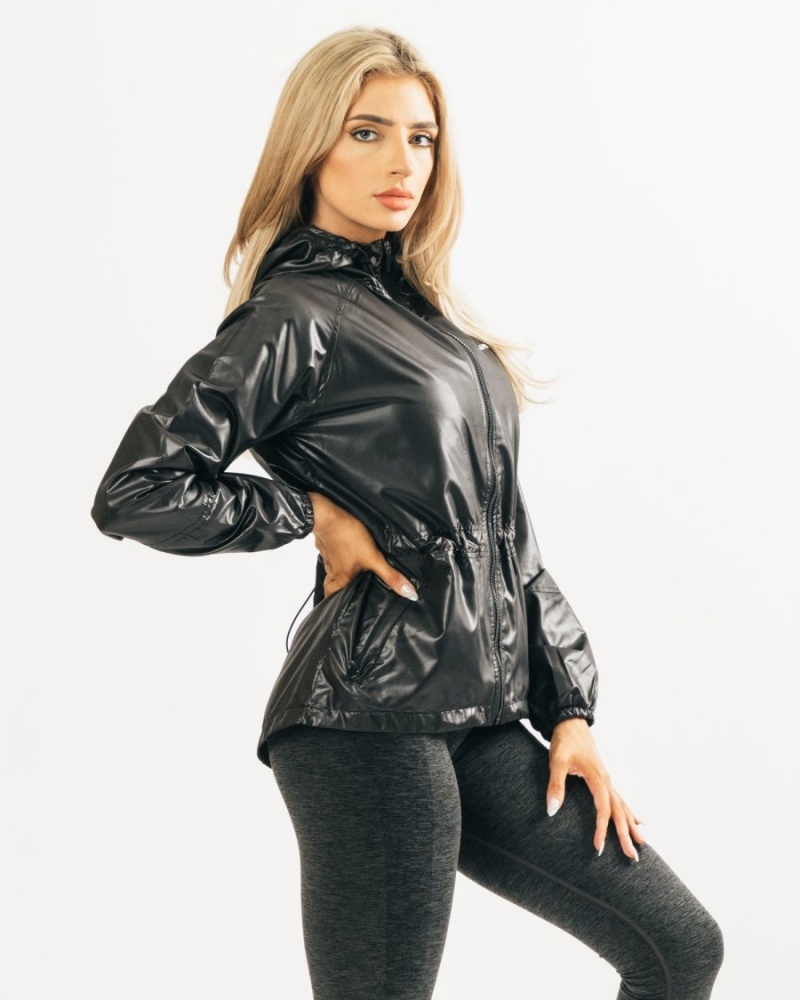 Black Alphalete Infinity Explorer Jacket Women's Jackets | 8192367-MJ