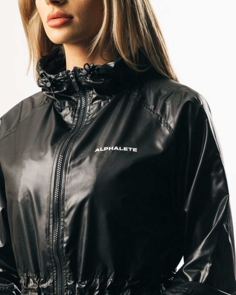 Black Alphalete Infinity Explorer Jacket Women's Jackets | 8192367-MJ