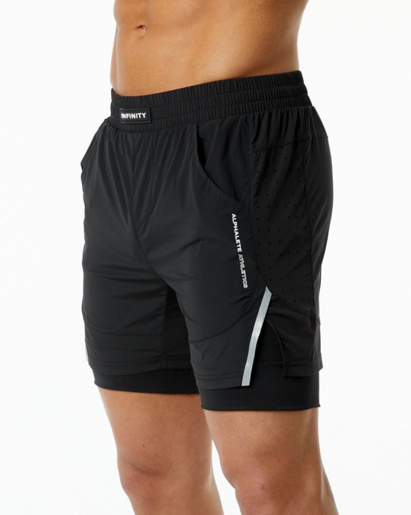 Black Alphalete Infinity Speed Short 5.5" Men\'s Shorts | 2813560-TI