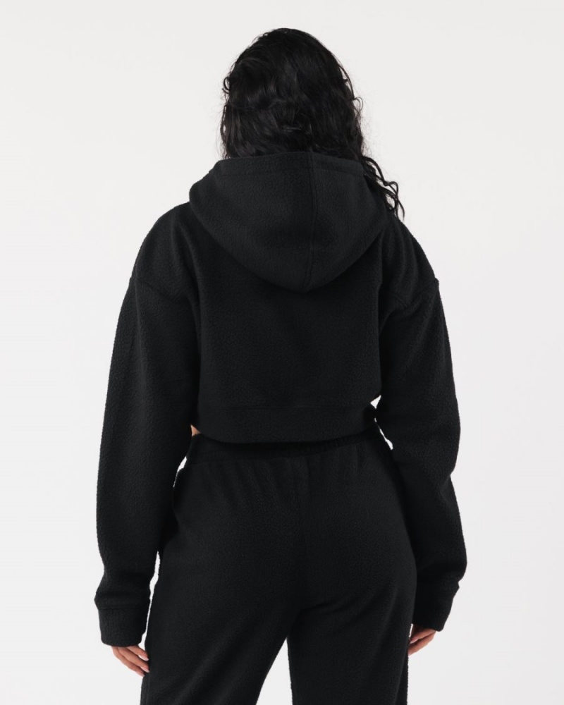 Black Alphalete King Crop Hoodie Women's Hoodie | 0159284-LK