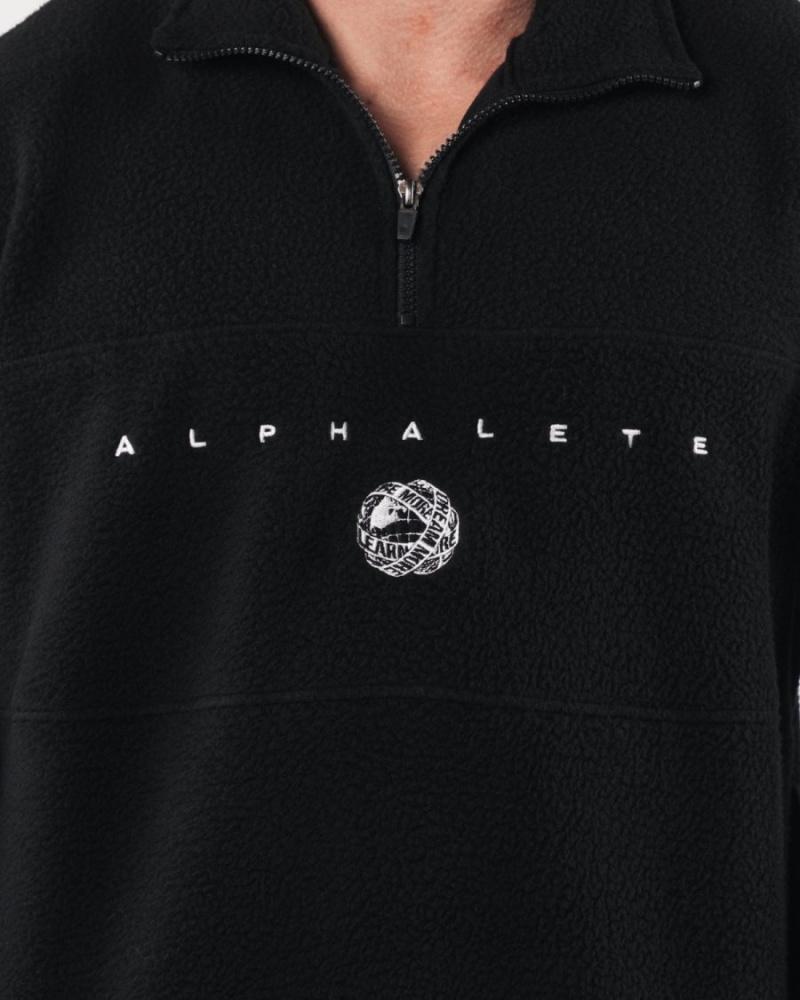 Black Alphalete King Quarter Zip Men's Jackets | 5163729-UH