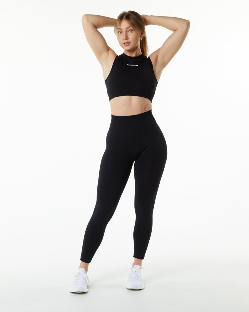 Black Alphalete Ozone Legging Women's Leggings | 6354921-OH